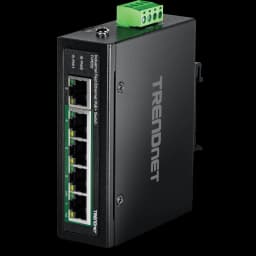 TRENDnet TI-PE50  5-Port Industrial Fast Ethernet PoE+ DIN-Rail Switch view 1