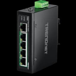 TRENDnet TI-PG50 5-Port Industrial Gigabit PoE+ DIN-Rail Switch view 1