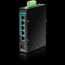 TRENDnet TI-PG541 5-Port Hardened Industrial Gigabit PoE+ DIN-Rail Switch view 1