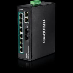 TRENDnet TI-PG102 10-Port Industrial Gigabit PoE+ DIN-Rail Switch view 1