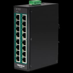 TRENDnet TI-PG160 16-Port Industrial Gigabit PoE+ DIN-Rail Switch view 1