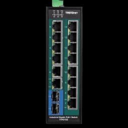 TRENDnet TI-PG162 16-Port Industrial Gigabit PoE+ DIN-Rail Switch view 2