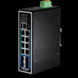 TRENDnet TI-PG1284i 12-Port Industrial Gigabit L2+ Managed PoE+ DIN-Rail Switch view 1